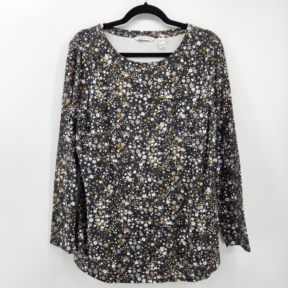 Isaac Mizrahi Multicolor Floral Long Sleeve Casual T Shirt Top Women's Medium - Picture 1 of 6